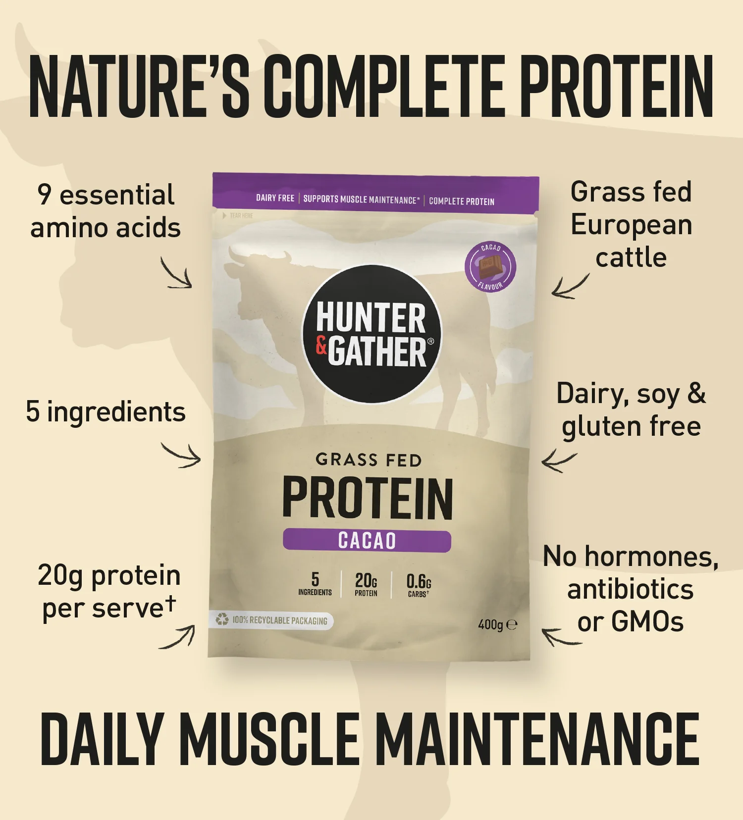 Cacao Grass Fed Beef Protein Powder - Image 5