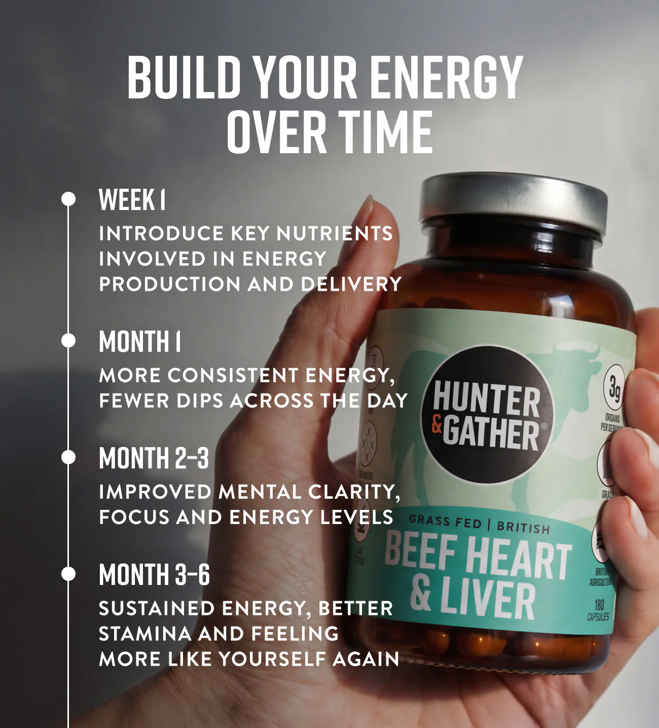 Grass Fed British Beef Heart & Liver Capsules - Image 3
